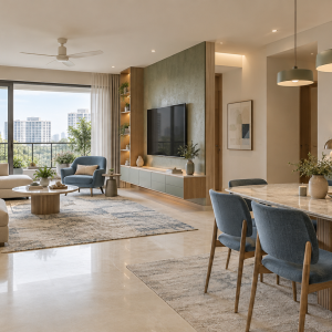 Serene Modern Living and Dining Space